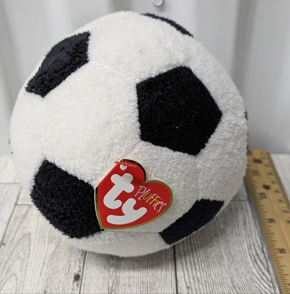 Ty Black and White Soccer Ball Plush